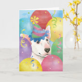 Birthday Balloons Bull Terrier Karte (Gelbe Blume)