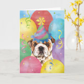 Birthday Balloons Bulldog Card Karte (Gelbe Blume)