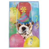 Birthday Balloons Bulldog Medium Geschenktasche Mittlere Geschenktüte (Vorderseite)