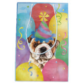 Birthday Balloons Bulldog Medium Geschenktasche Mittlere Geschenktüte (Rückseite)