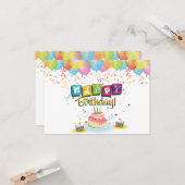 Birthday Balloons Card Karte (Vorderseite/Rückseite Beispiel)