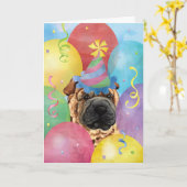 Birthday Balloons Chinese Shar-Pei Karte (Gelbe Blume)