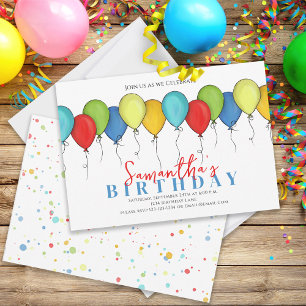 Birthday Balloons Confetti Modernes Party Niedlich Einladung