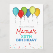 Birthday Balloons Confetti Modernes Party Niedlich Postkarte (Vorderseite)