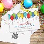 Birthday Balloons Confetti Modernes Party QR Code Einladung
