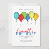Birthday Balloons Confetti QR Code Social Media Einladung (Vorderseite)