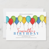 Birthday Balloons Confetti QR Code Social Media Einladung (Vorderseite)