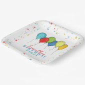 Birthday Balloons Confetti Whimsical Kalligraphie Pappteller (Gewinkelt)