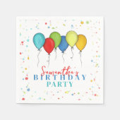 Birthday Balloons Confetti Whimsical Kalligraphie Serviette (Vorderseite)