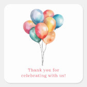 Birthday Balloons Custom Message Celebration Quadratischer Aufkleber (Vorderseite)