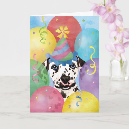 Birthday Balloons Dalmatiner Card Karte (Orchidee)