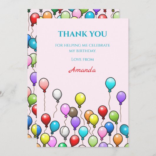 Birthday Balloons Dankeskarte (Vorne/Hinten)