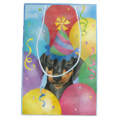 Birthday Balloons Doberman Medium Geschenktasche Mittlere Geschenktüte (Rückseite)