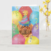 Birthday Balloons Dogue de Bordeaux Card Karte (Gelbe Blume)