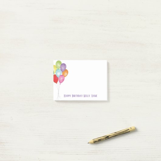 Birthday Balloons Editable Post it Notes Post-it Klebezettel (Auf Schreibtisch)