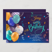 Birthday Balloons Einladung (Vorne/Hinten)