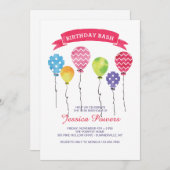 Birthday Balloons Einladung (Vorne/Hinten)