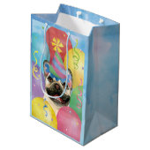 Birthday Balloons French Buldog Medium Gift Bag Mittlere Geschenktüte (Rückseite Schrägansicht)