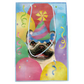 Birthday Balloons French Buldog Medium Gift Bag Mittlere Geschenktüte (Vorderseite)