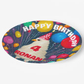 Birthday Balloons Funny Chicken Poster Pappteller (Schrägansicht)