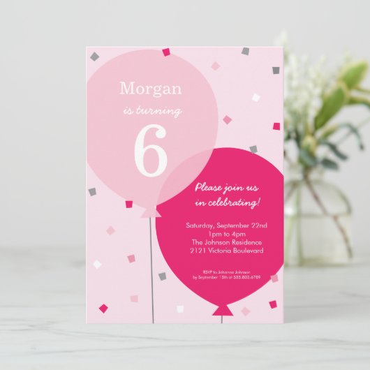 Birthday Balloons Geburtstagseinladungen (Stehend Vorderseite)