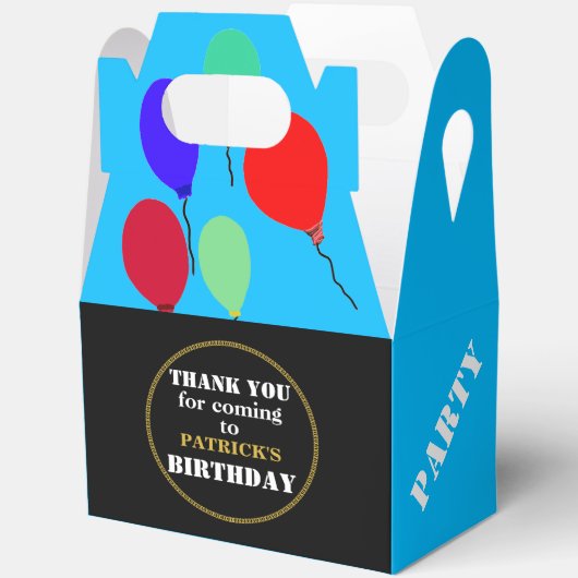 Birthday Balloons Geometric Blue Gold Geschenkschachtel (Offen)