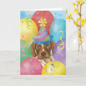 Birthday Balloons German Kurzhaarige Pointer Karte (Gelbe Blume)