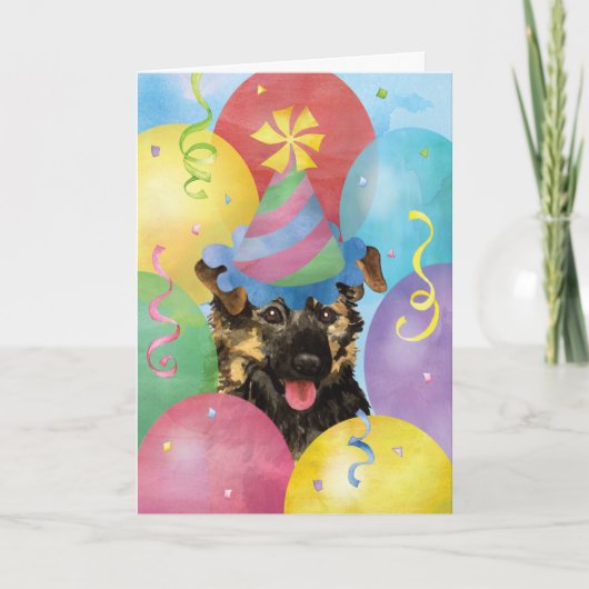 Birthday Balloons German Shepherd Card Karte (Vorderseite)