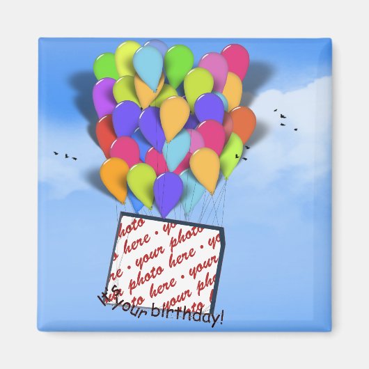 Birthday Balloons in Sky Foto Frame Magnet (Vorne)
