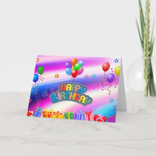 Birthday Balloons Karte (Vorderseite)