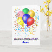 Birthday Balloons Karte (Gelbe Blume)