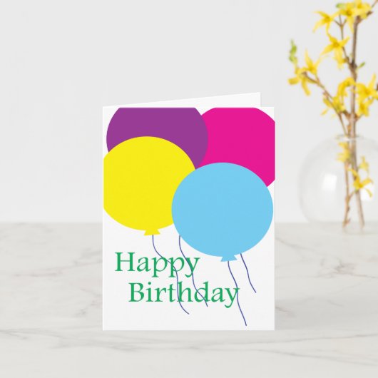 Birthday Balloons Karte (Gelbe Blume)