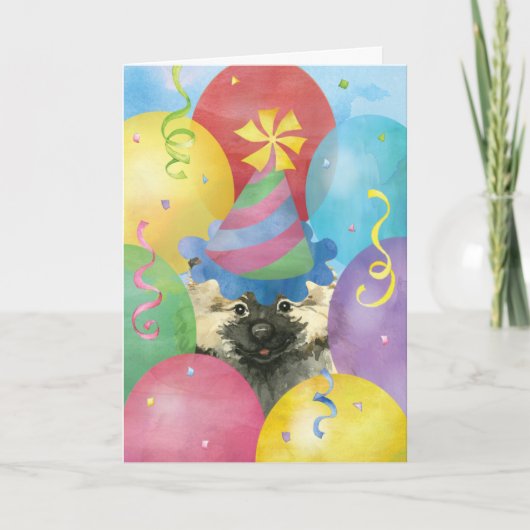 Birthday Balloons Keeshond Card Karte (Vorderseite)