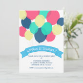 Birthday Balloons Kinder-Party Einladung (Stehend Vorderseite)