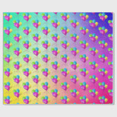 Birthday Balloons mit Confetti auf Regenbogen Geschenkpapier (Flach)