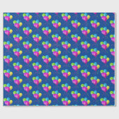 Birthday Balloons mit Konfetti auf blau Geschenkpapier (Flach)