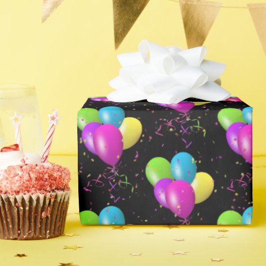 Birthday Balloons mit Konfetti Geschenkpapier (Geburtstagsparty)