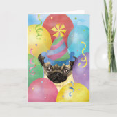 Birthday Balloons Mops Card Karte (Vorderseite)