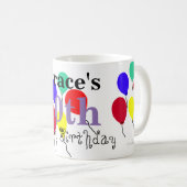 Birthday Balloons Name Tasse (VorderseiteRechts)