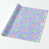 Birthday Balloons on Blue Gingham Wrapping Paper Geschenkpapier (Ungerollt)