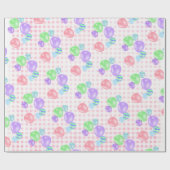 Birthday Balloons on Pink Gingham Geschenkpapier (Flach)