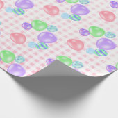 Birthday Balloons on Pink Gingham Geschenkpapier (Ecke)