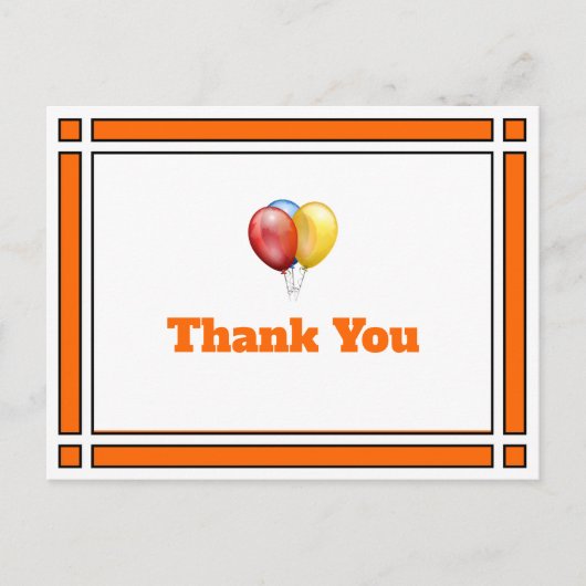 Birthday Balloons Orange Vielen Dank Postcard Postkarte (Vorderseite)