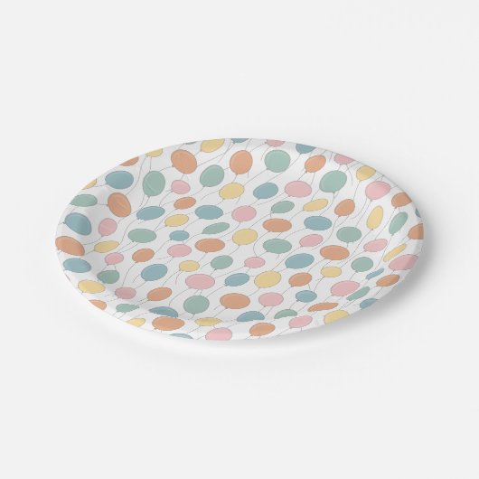 Birthday Balloons Pappteller (Schrägansicht)