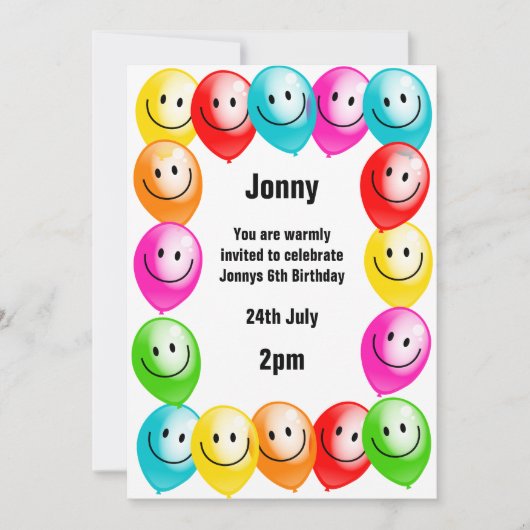 Birthday Balloons Party Einladung (Vorderseite)