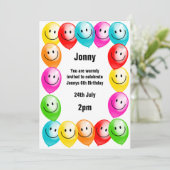 Birthday Balloons Party Einladung (Stehend Vorderseite)