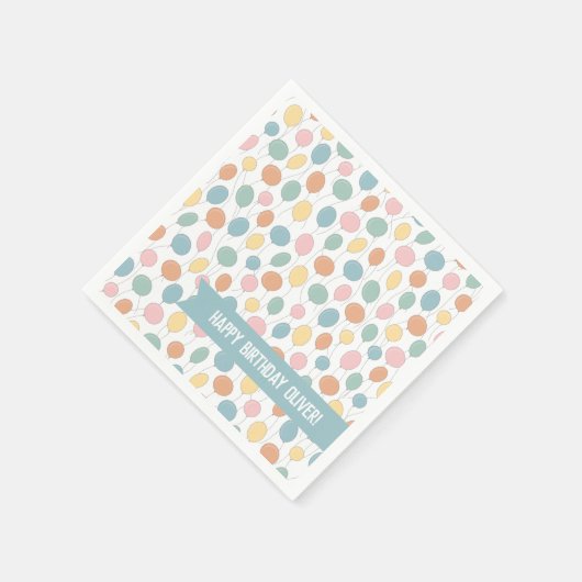 Birthday Balloons Personalisiert Serviette (Ecke)