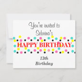 Birthday Balloons Polka Dots Einladung (Vorderseite)