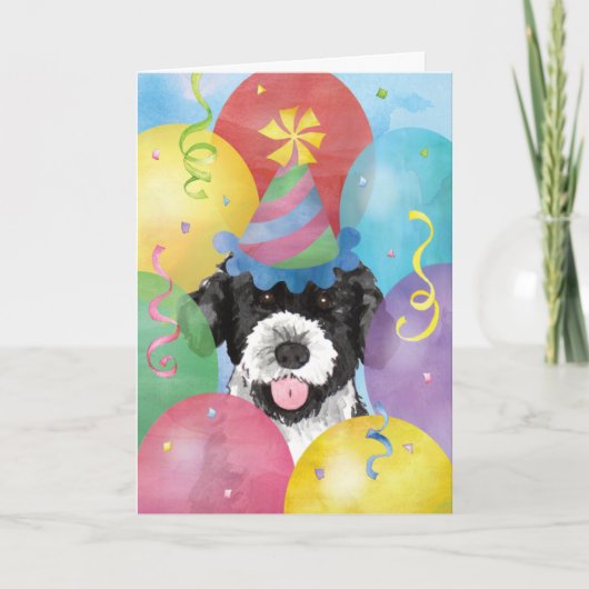 Birthday Balloons Portugiesische Wasser-Dog-Karte Karte (Vorderseite)
