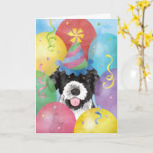 Birthday Balloons Portugiesische Wasser-Dog-Karte Karte (Gelbe Blume)